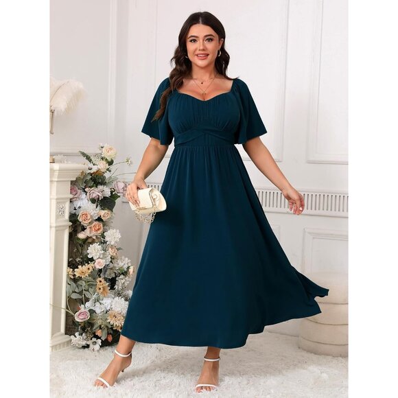 Plus Size Maxi Dress Summer Flowy Ruffle Off Shoulder Formal Casual - Picture 2 of 6
